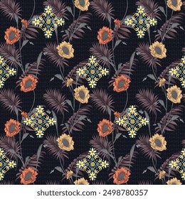 seamless vector flower design on background 