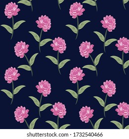seamless   vector flower design pattern  on navy background