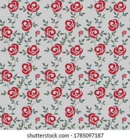 seamless vector flower design pattern on blue  background