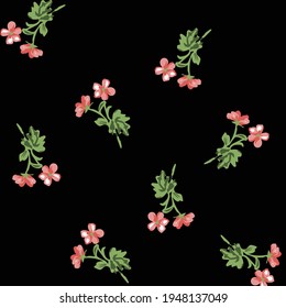 seamless vector flower design pattern on black background