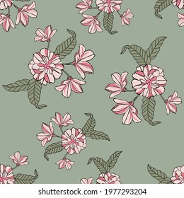 seamless vector flower design pattern on blue background