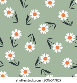 seamless vector flower design pattern on blue background