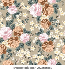 seamless vector flower design pattern on background