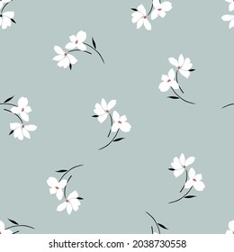 seamless vector flower design pattern on blue background