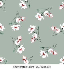 Seamless Vector Flower Design Pattern On Background