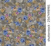seamless vector flower indian paisley design on background