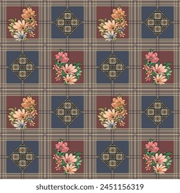 seamless vector flower indian paisley design on background
