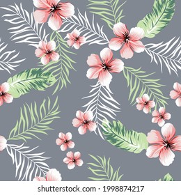 nahtlose Vektorblume mit Lebensdesign-Muster auf grauem Hintergrund