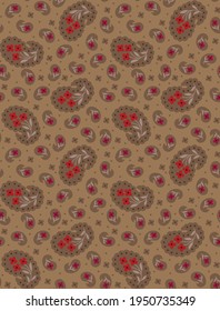 seamless vector flower paisley pattern on browns background