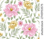 seamless vector flower pattern on white background