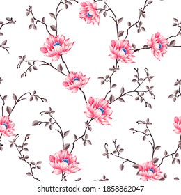 seamless vector flower pattern on white background 