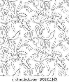 seamless vector flower pattern on outline background 