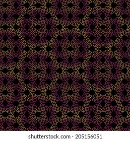 Seamless vector flower pattern on black background