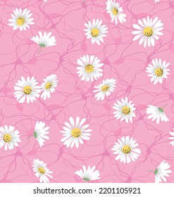 seamless vector flower pattern on  pink background