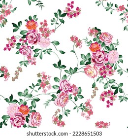 seamless vector flower pattern on white stock vector