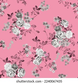 seamless vector flower pattern on red stock vector