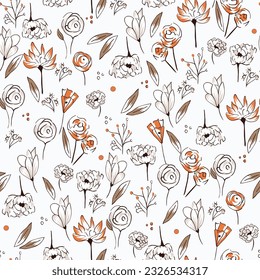 seamless vector flower pattern on white background