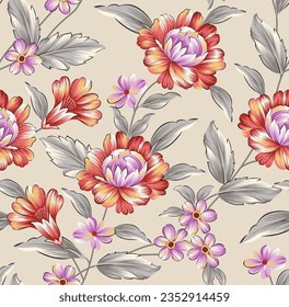 seamless vector flower pattern on brown background