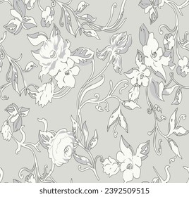 seamless vector flower pattern on green background
