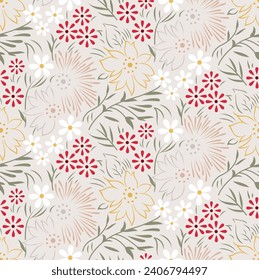 seamless vector flower pattern on brown background