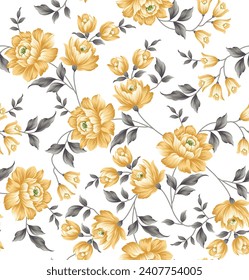 seamless vector flower pattern on white background