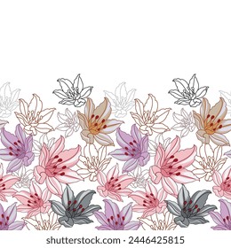 seamless vector flower Pattern on border