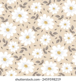 seamless vector flower pattern on brown background