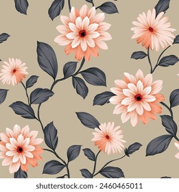 seamless vector flower pattern on brown vector stock