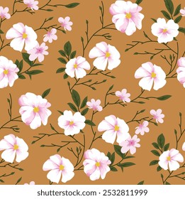 padrão de flor de vetor sem costura em marrom