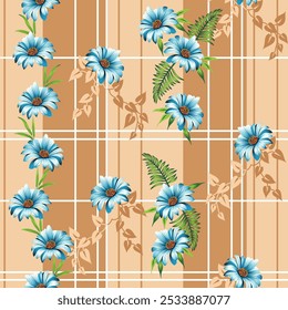 seamless vector flower pattern on brown background