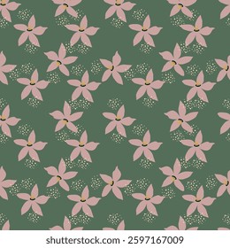 seamless vector flower pattern on brown background