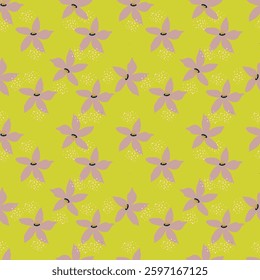 seamless vector flower pattern on brown background