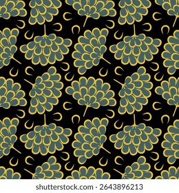 seamless vector flower pattern on grey background
