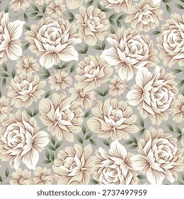 seamless vector flower pattern on brown background