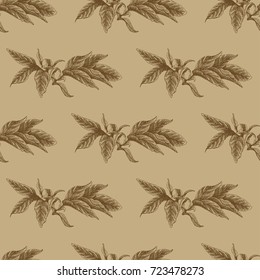 Seamless vector flower peony rose pattern with sketch flowers and leafs. Hand drawn image