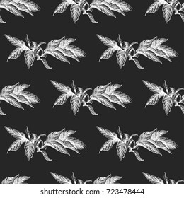 Seamless vector flower peony rose pattern with sketch flowers and leafs. Hand drawn image