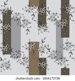 seamless vector flower with stripe design pattern on white background