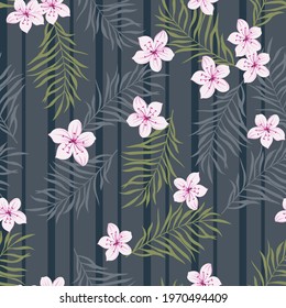 seamless vector flower with stripe design pattern on background