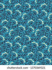 seamless vector flower summer blue pattern design. seamless template in swatch panel