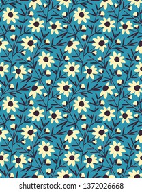 seamless vector flower summer blue pattern design. seamless template in swatch panel