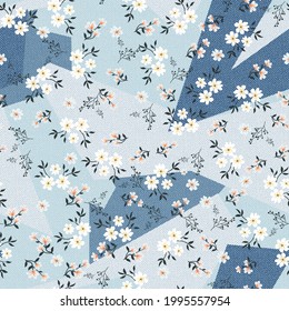 seamless vector flower with texture design pattern on background