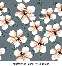 seamless vector flower with vine design pattern on  background