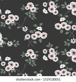 seamless vector flowers design pattern on background