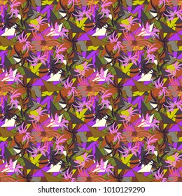 Seamless vector flowers. Elegance Colorful texture for save the date card, postcard, flyer or wedding invitation, wallpaper, wrapping paper, background. Sketch in brown, gray and violet colors.