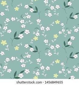 seamless vector flowers with leaves pattern on  background