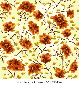 Seamless vector flowers pattern. 