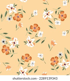seamless vector flowers pattern and floral pattern on brown background