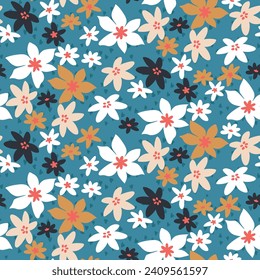 seamless vector flowers pattern and floral pattern on green background