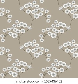 seamless vector flowers pattern gray background