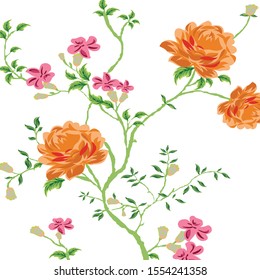 seamless vector flowers pattern on white     background